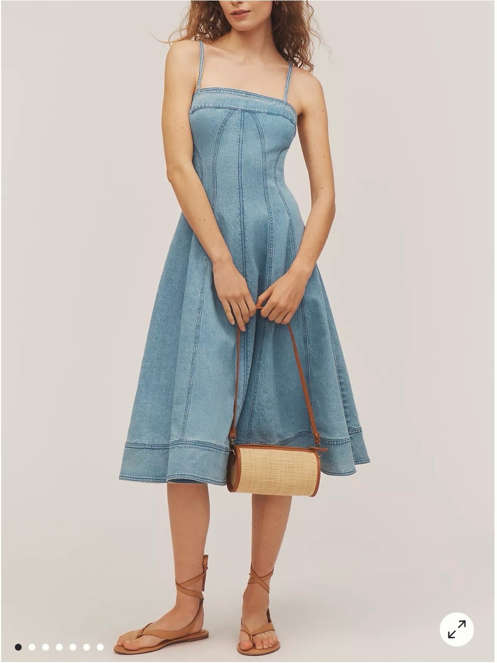 Anthropologie Marin Square-Neck Denim Midi Dress by Pilcro